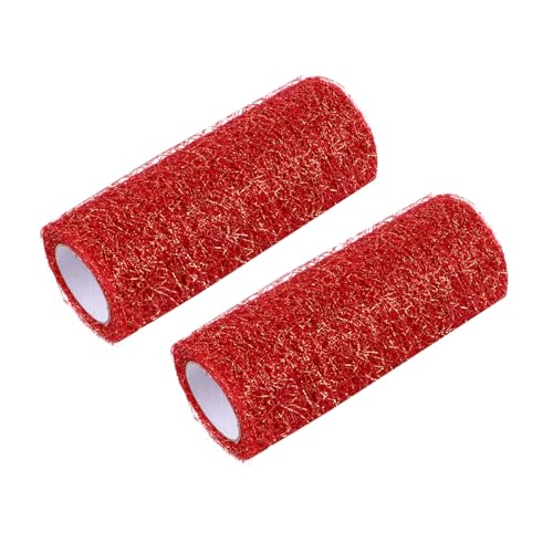 MUELODSIC 2 Stück Teiliges DIY Tüllband Breit Lang Dekoratives Netzband mit Goldfäden Vielseitiges Bastelmaterial für Hochzeitsdeko Geschenkverpackung Haaraccessoires und Blumenarrangements von MUELODSIC