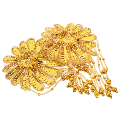 MUELODSIC 2 Stück Teiliges Goldene Pailletten Schulterpads mit Quasten und Perlen Handgefertigte Wiederverwendbare Applikationen für Kostüm Cosplay Party und Bühnenoutfits von MUELODSIC