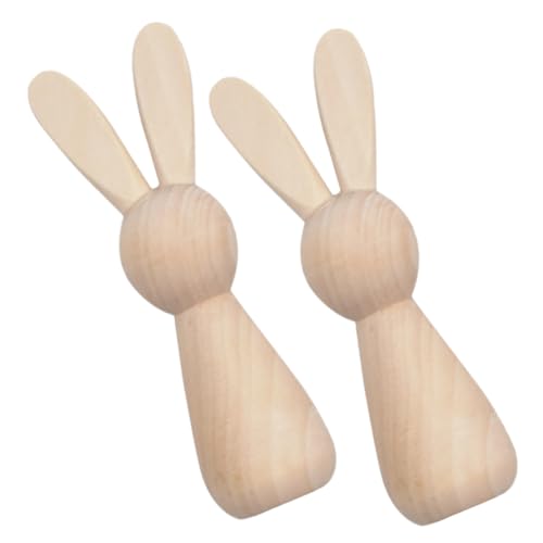 MUELODSIC 2 Stück Teiliges Holzhasen Dekofiguren zum Bemalen Unbemalte DIY Holzsteckpuppen Kaninchen Kreative Handwerksfiguren für Büro Schlafzimmer Vielseitige Osterdekoration von MUELODSIC