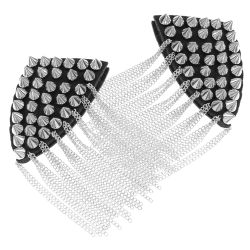 MUELODSIC 2 Stück Teiliges Silbernes Schulterepauletten Punk spitznieten und Modischen Quasten Dekorative Uniform epauletts für Auffällige DIY kleidung und Kostümaccessoires MUELODSIC 2 Stück Teiliges Silbernes Schulterepauletten Punk spitznieten und Modischen Quasten Dekorative Uniform epauletts für Auffällige DIY kleidung und Kostümaccessoires von MUELODSIC