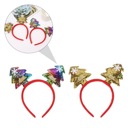 MUELODSIC 2 Stück Weihnachtsbaum Haarreif Party Haarschmuck Glitzernde Festliche Stirnbänder für Weihnachten Karneval und Kostümparty Erwachsene von MUELODSIC