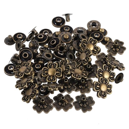 MUELODSIC 20 Sätze Teiliges Bronze Geldbörsen verschlüsse aus Zinklegierung Retro schnappverschluss mit Vierblättrigem Blumen design und Sockel Langlebige DIY Taschenknöpfe für Handtaschen von MUELODSIC