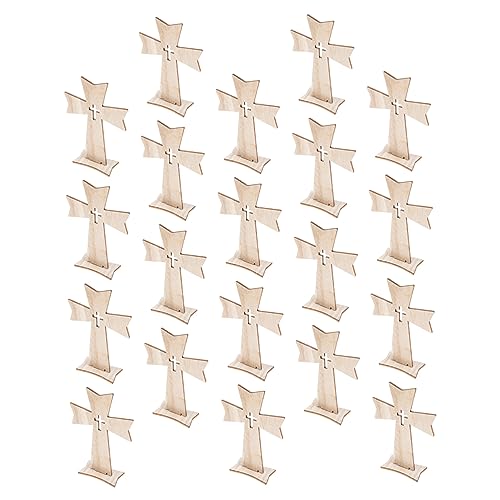 MUELODSIC 20 Stück Holzkreuz-bastelarbeiten Mini Dekoration Süßes Zimmerdekor Raumdekor Ästhetisches Schlafzimmer Mittelstücke Schlafzimmerdekor Willkommen Heimschild Hölzern Beige von MUELODSIC