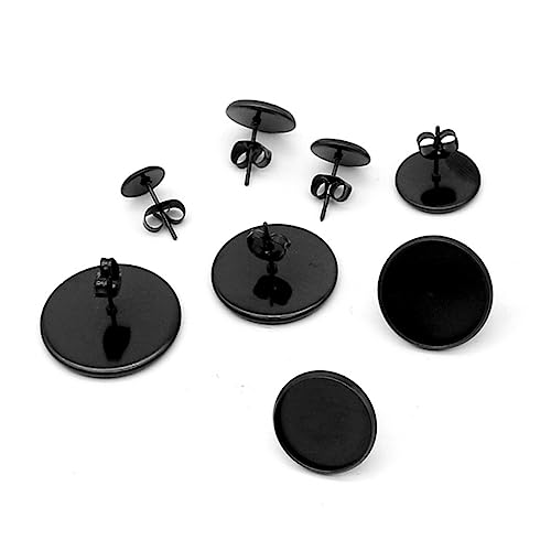 MUELODSIC 20 Stück Teiliges DIY Ohrstecker Schwarze Runde Ohrstecker Basen mit Ohrstopper Schmuckherstellung Zubehör für Damen und Mädchen Kreative Selber Machen von MUELODSIC