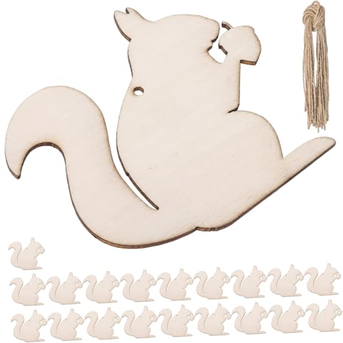 MUELODSIC 20 Stück Teiliges Eichhörnchen Holz Dekor aus Naturbelassenen Blank Holzstücken DIY Bastelset mit Bohrlöchern zum Aufhängen Herbstdeko für Party Hochzeit Geburtstag MUELODSIC 20 Stück Teiliges Eichhörnchen Holz Dekor aus Naturbelassenen Blank Holzstücken DIY Bastelset mit Bohrlöchern zum Aufhängen Herbstdeko für Party Hochzeit Geburtstag von MUELODSIC