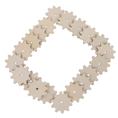 MUELODSIC 20 Stück Teiliges Holz Zahnräder zum Bemalen Naturfarbene DIY Holzscheiben für und Kreative Holzornamente für Handwerkliche Dekoration und Geschenkideen von MUELODSIC
