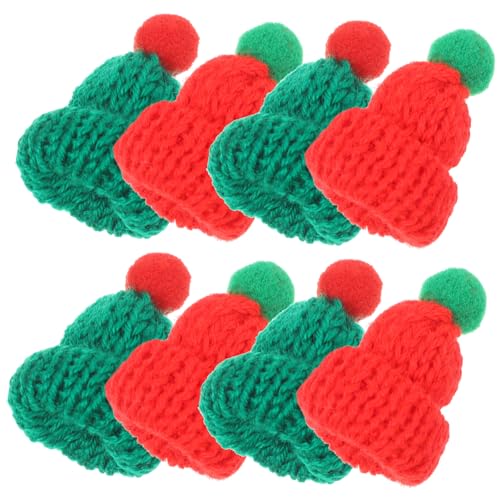 MUELODSIC 20 Stück Teiliges Miniatur Weihnachtsmützen aus Weichem Garn Handgefertigte DIY Deko für Weinflaschen Shower Rot Grün Farbdesign Langlebig und Vielseitig für Festtagsdekoration von MUELODSIC