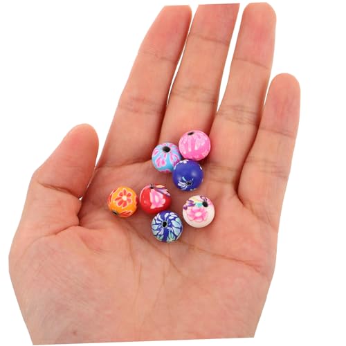 MUELODSIC 200 Stück Bunte Polymer Clay Perlen Runde Handgefertigte Blumen-spacer-perlen Lose DIY Schmuckperlen für Armbänder Halsketten Bastelzubehör von MUELODSIC
