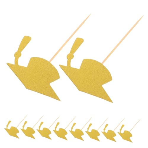 MUELODSIC 24 Stück Abschlussmütze Cupcake Topper Tortendekoration für Abschlussfeiern Vielseitige Party Supplies für Schulveranstaltungen und Persönliche Feiern Goldene Designs Gefertigt von MUELODSIC
