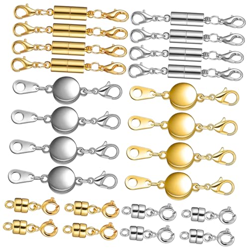 MUELODSIC 24 Stück Magnetverschluss Ketten Metall Schmuckverschluss Glatt Robust Stile Vielseitig Tragbar Einfach zu Bedienen für Halsketten Armbänder von MUELODSIC