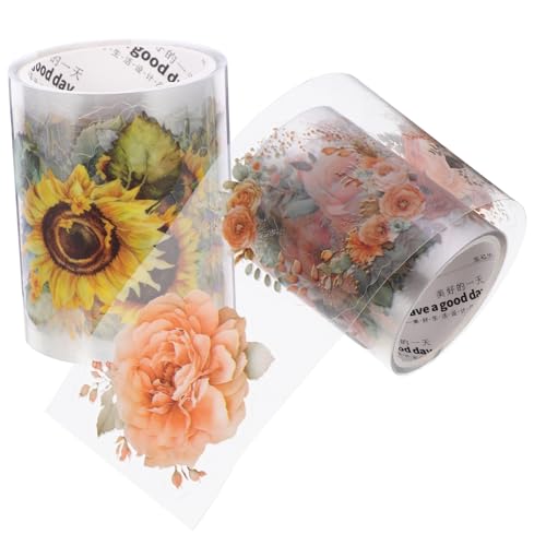 MUELODSIC 2Rollen Vintage Pflanzenmuster Scrapbook Klebeband Dekoratives Pet Washi Tape für DIY Projekte für Tagebuch und Scrapbooking Zubehör von MUELODSIC