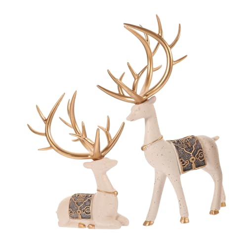 MUELODSIC Luxus-Dekoration Paar Hirsch-Ornamente Aus Kunstharz Kreative Tischdekoration MUELODSIC Luxus-Dekoration Paar Hirsch-Ornamente Aus Kunstharz Kreative Tischdekoration von MUELODSIC
