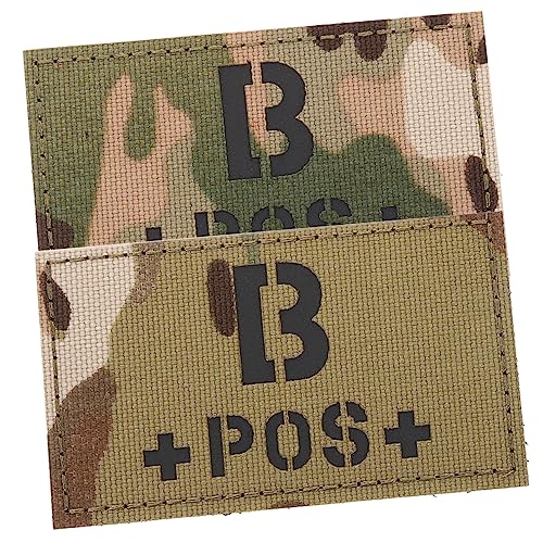 MUELODSIC 2Stücke B Positiver Patch Reflektierender Haken und Loop Patch für Tarnuniformen Rucksäcke und Taktische Ausrüstung zur Blutgruppenkennzeichnung im Notfall von MUELODSIC