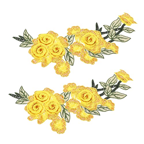 MUELODSIC 2Stücke Gestickte Blumenapplikationen für DIY Projekte Effekte zum Aufnähen Kleidung Taschen Hüte für Bastelarbeiten und Persönliche Designs von MUELODSIC