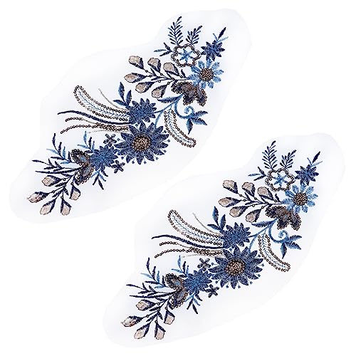MUELODSIC 2Stücke Pailletten Stickerei Aufnäher DIY Kleidung Dekore Große Blaue Stoffapplikationen für Designs und Styles für Verschiedene von MUELODSIC
