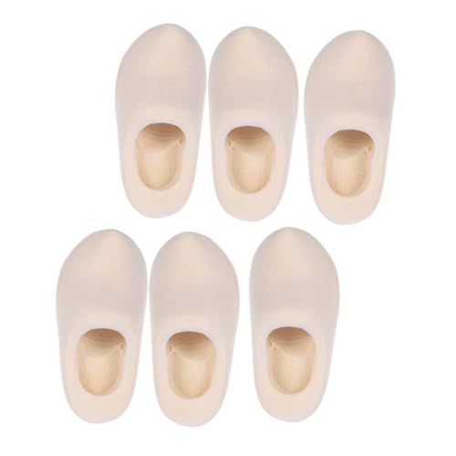 MUELODSIC 3 Paare Mini Holzschuhe Handgefertigt Blank DIY Ornament Puppenhaus Zubehör Kreative Holzklompen für Puppenhaus Dekoration und Bastelprojekte von MUELODSIC