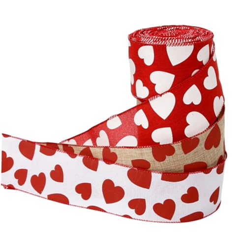 MUELODSIC 3 Rollen Valentinstag Dekorationsband Herzmuster Weiß mit Roten Herzen Rot mit Natürlichen Jute Rot mit Weißen Herzen für Bastelarbeiten und Geschenkverpackungen MUELODSIC 3 Rollen Valentinstag Dekorationsband Herzmuster Weiß mit Roten Herzen Rot mit Natürlichen Jute Rot mit Weißen Herzen für Bastelarbeiten und Geschenkverpackungen von MUELODSIC