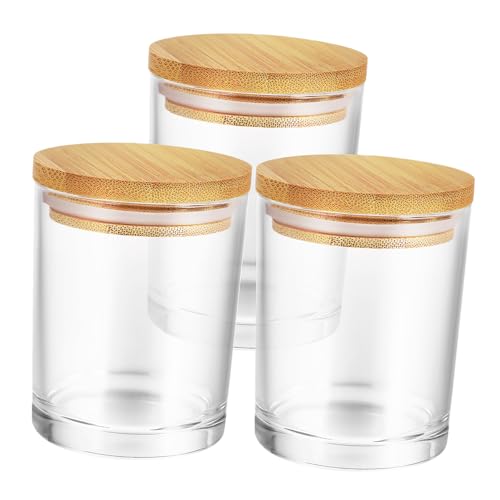 MUELODSIC 3 Stk. Kleine Transparente Glas Kerzengläser mit Bambusdeckeln Hitzebeständig Rundes Design für Kerzenherstellung und Aufbewahrung Praktisches für Dekorative Duftkerzen MUELODSIC 3 Stk. Kleine Transparente Glas Kerzengläser mit Bambusdeckeln Hitzebeständig Rundes Design für Kerzenherstellung und Aufbewahrung Praktisches für Dekorative Duftkerzen von MUELODSIC