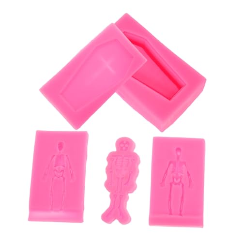 MUELODSIC 3 Stück Teiliges Halloween Silikonform für DIY Epoxidharz Schmuck Herstellung Flexible Sarg Skelett Form Wiederverwendbar Geeignet für Schlüsselanhänger Fondant Bonbons und von MUELODSIC