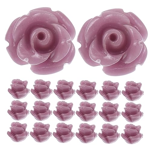 MUELODSIC 30 Stück Resin Blumenperlen in Lila DIY Schmuck Zubehör für Armbänder und Halsketten Glatte Oberfläche Leicht Auffädelbar für Bastelperlen und Blumenarmbänder von MUELODSIC