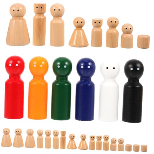 MUELODSIC 30 Stück Teiliges Holz peg puppen Unbemalt DIY Bastelspielzeug für Kreative Dekorationsfiguren Fördert Feinmotorik und Konzentration als von MUELODSIC