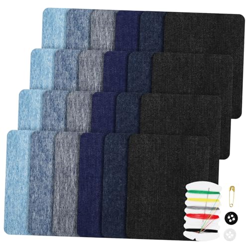 MUELODSIC 30 Stück Teiliges Jeans Bügelflicken aus Baumwolle Strapazierfähige Aufbügelflicken zum Reparieren und Verstärken von Jeans Hemden und Kleidungsstücken Einfache Anwendung ohne von MUELODSIC