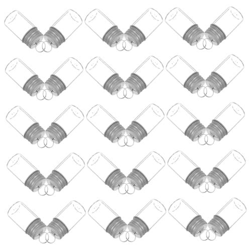 MUELODSIC 30 Stück Teiliges Mini-glasflaschen Transparentes Wishing Driftglas mit Silberdeckel und Schlüsselanhänger Stabile Leichte DIY Dekoflaschen für Reise Geburtstag und Besondere von MUELODSIC