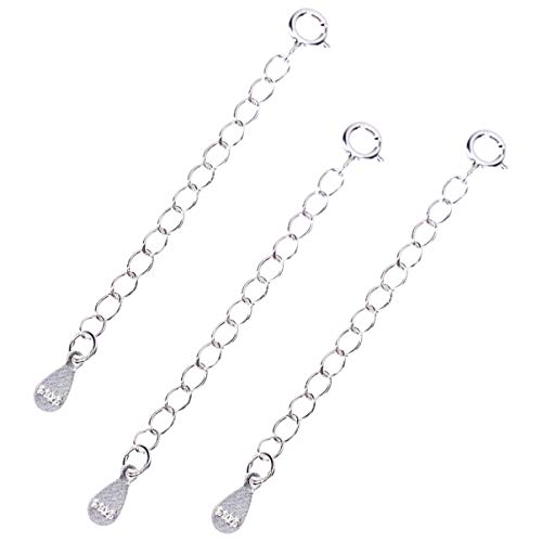 MUELODSIC 3Stücke Sterling Silber Kettenverlängerungskette mit Federverschluss und Wassertropfenanhänger Schmuckzubehör für Armbänder und Halsketten Langlebig und Oxidationsbeständig MUELODSIC 3Stücke Sterling Silber Kettenverlängerungskette mit Federverschluss und Wassertropfenanhänger Schmuckzubehör für Armbänder und Halsketten Langlebig und Oxidationsbeständig von MUELODSIC