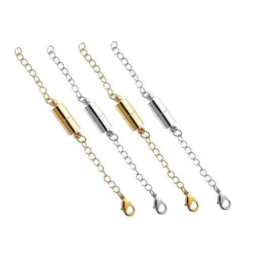 MUELODSIC 4 Paare Magnetische Kettenverlängerung Teiliges Gold Silber Schmuckverbinder für Halsketten Armbänder Fußketten DIY Schmuckherstellung Vielseitig Einsetzbar MUELODSIC 4 Paare Magnetische Kettenverlängerung Teiliges Gold Silber Schmuckverbinder für Halsketten Armbänder Fußketten DIY Schmuckherstellung Vielseitig Einsetzbar von MUELODSIC