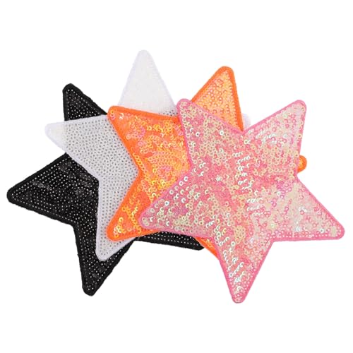 MUELODSIC 4 Pailletten-stern-patches Mit Klebstoff: Stern-applikationen Für Kleidung, Rucksäcke, Jeans – Glänzende Patches Zum Basteln – Bekleidungszubehör von MUELODSIC
