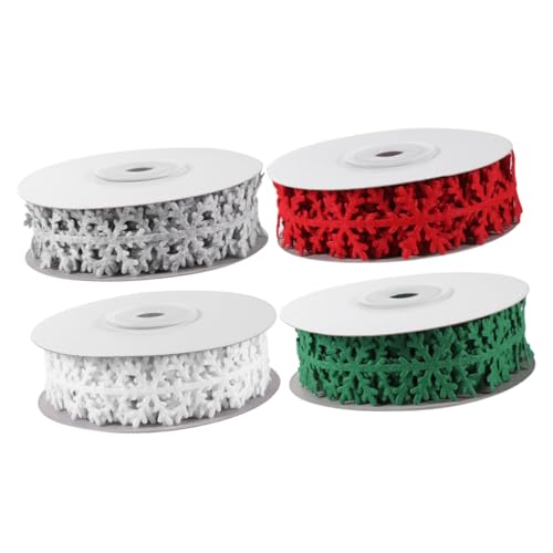 MUELODSIC 4 Rollen Teiliges Geschenkband pro Weihnachtliches Dekoband aus Strapazierfähigem mit Festlichem Schneeflockenmuster Vielseitig für Geschenkverpackung Basteln und Weihnachtsdeko in MUELODSIC 4 Rollen Teiliges Geschenkband pro Weihnachtliches Dekoband aus Strapazierfähigem mit Festlichem Schneeflockenmuster Vielseitig für Geschenkverpackung Basteln und Weihnachtsdeko in von MUELODSIC