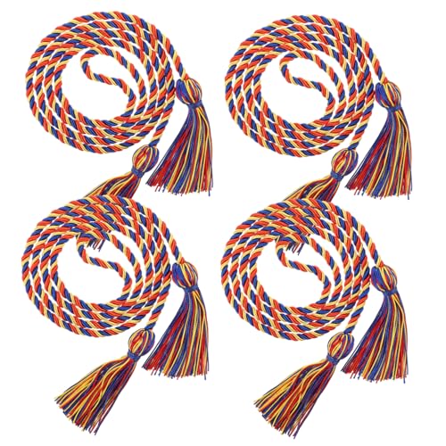 MUELODSIC 4 Stück Graduation Honor Cord Teiliges Polyesterfarbene Abschlussschärpe mit Quaste Dekorativ Leicht Langlebig für Studienabschluss Abschlussfeier und Master Abschluss Geeignet von MUELODSIC