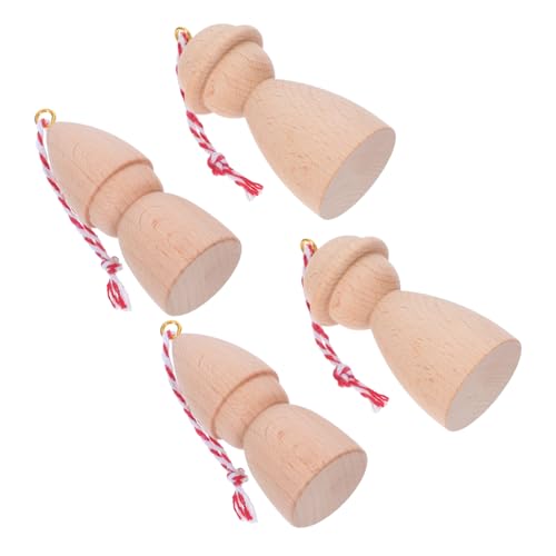 MUELODSIC 4 Stück Holzklammerpuppen, Leere Holzklammerpuppen, Unvollendete Figuren, Hängende Holzklammerpuppen, Unvollendete Holzeicheln, Unbemalte Klammerpuppen von MUELODSIC