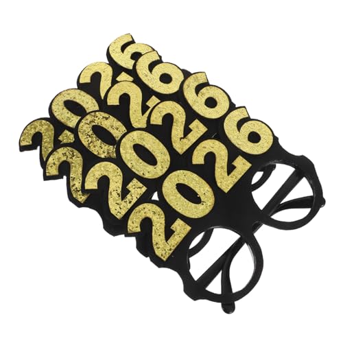 MUELODSIC 4 Stück Partybrillen Schwarz Gold mit Pailletten Kunststoff Brille Rundrahmen Leicht und Robust für Silvester Abschlussfeier und Foto Requisiten von MUELODSIC