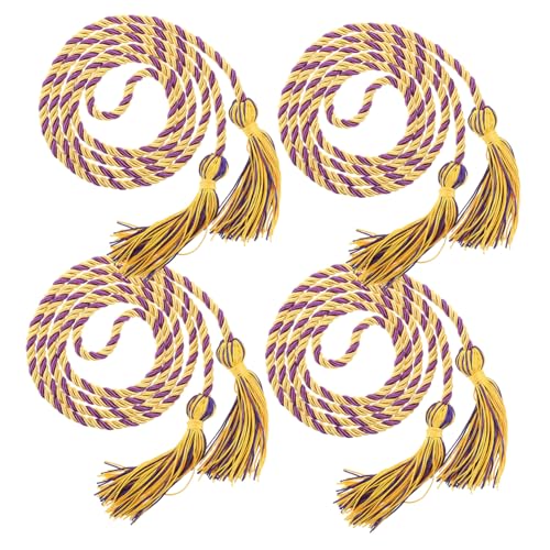 MUELODSIC 4 Stück Teiliges Abschluss Ehrenkordel Geflochtene Polyester Honorcords in Gold und Lila Langlebig Geruchlos Leicht für Abschlussfeier Schulabschluss Realschulabschluss von MUELODSIC