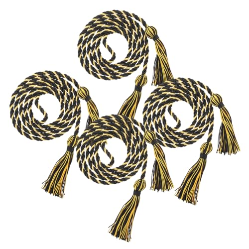 MUELODSIC 4 Stück Teiliges Abschluss Quasten Ehrenkordel in Schwarz Gold Polyester für Abschlusskleid Dekoration Abi Schulabschluss Feier von MUELODSIC