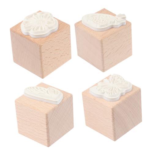 MUELODSIC 4 Stück Teiliges Holzstempel Schmetterling mit Gummistempel für DIY Basteln Tagebuch Scrapbooking Vintage Muster und Langlebiges Naturholz von MUELODSIC