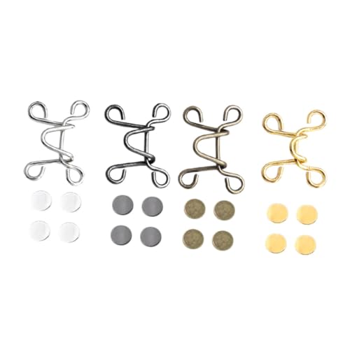 MUELODSIC 4 Stück Teiliges Jeansknopf Taillenknöpfe aus Metall in Silber Schwarz Gold Antik für Hosenbund Mäntel Pullover Nahtlos ohne Nähen Vielseitige Bundstraffer für Damen und Herren von MUELODSIC