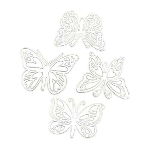 MUELODSIC 4 Stück Teiliges Schmetterling Stanzformen aus Kohlenstoffstahl für Scrapbooking DIY Bastelpapier Kartenherstellung Prägeschablonen Kompatibel mit Stanzmaschine Langlebig von MUELODSIC