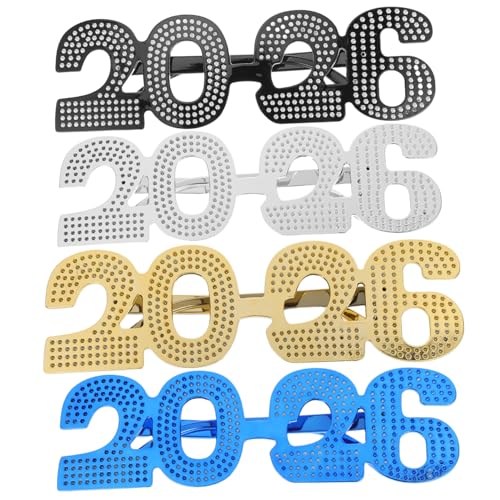 MUELODSIC 4 Stück Teiliges Silvester Brille Glitzernde Zahlen Sonnenbrillen Lustige Foto Requisiten für Silvesterparty Neujahrsfeier Erwachsene und Schwarz Gold Blau Silber MUELODSIC 4 Stück Teiliges Silvester Brille Glitzernde Zahlen Sonnenbrillen Lustige Foto Requisiten für Silvesterparty Neujahrsfeier Erwachsene und Schwarz Gold Blau Silber von MUELODSIC