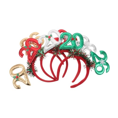 MUELODSIC 4 Stück Teiliges Silvester Stirnband mit Glitzerdetails Festliches Haarband in Rot Gold Grün Silber für Neujahrsfeier Vielseitiges Party-accessoire Funkelndes Design für Familien von MUELODSIC