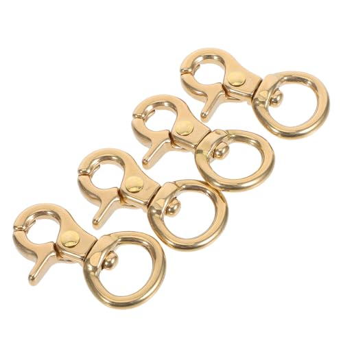 MUELODSIC 4 Stücke Reine Kupferfeder -Hakenschnalle kleine Hummerschere Drehscheibe Lanyard Snap Hook Hummer Drehverschlüsse, Karabinerhaken Schwerlasthaken aus Metall Messing Golden von MUELODSIC