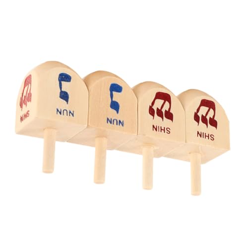 MUELODSIC 4 Stücke Teiliges Hanukkah Holz Dreidel mit Farbigen Hebräischen Buchstaben Ergonomisches Design Fördert Feinmotorik und Soziale Interaktion Jüdisches für Familien von MUELODSIC