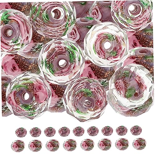 MUELODSIC 40 Stück Facettierte Glasperlen für DIY Armbänder und Schmuck Bunte Perlen für Kreative Bastelprojekte Große Bohrung für Handarbeiten von MUELODSIC