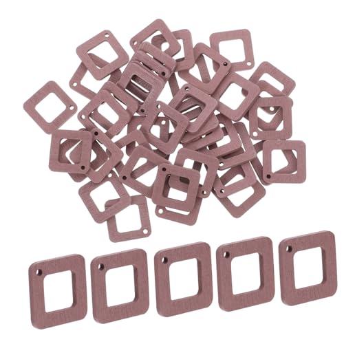 MUELODSIC 40 Stück Ohrringmaterial Holzrahmen-Anhänger Anhänger aus natürlichem Holz hohle quadratische Anhänger DIY-Statement-Ohrringe flache Holzanhänger DIY Ohrringe Anhänger Rosa von MUELODSIC