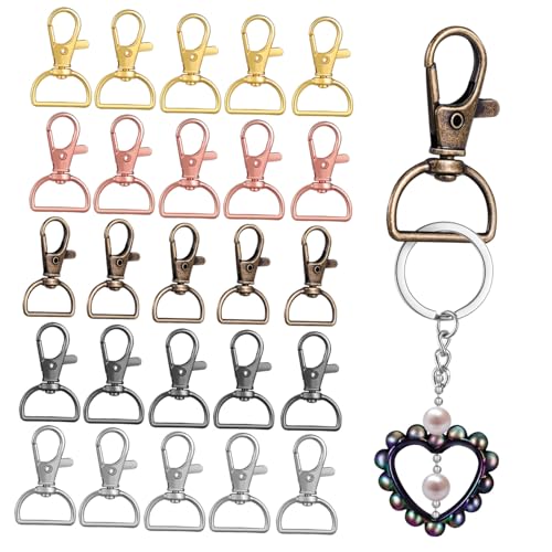 MUELODSIC 40 Stück Teiliges Metall Schlüsselanhänger Clips mit Drehbarem Karabinerhaken und D Ring Zinklegierung in Farben Robust Vielseitig für Schlüssel Taschen und DIY Zubehör von MUELODSIC