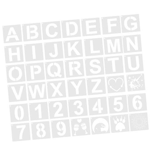 MUELODSIC 42 Stück Teiliges Schablonen für Malerei und Basteln Wiederverwendbare Alphabet und Zahlenschablonen für Wandgestaltung Holz DIY Kunstprojekte Waschbar und Vielseitig Einsetzbar von MUELODSIC