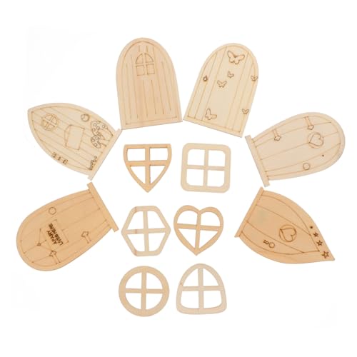 MUELODSIC 48 Stück Teiliges Diy Holz mit Unbehandelten Unbemalten Mini Feengarten Türen aus Stabilem Naturholz zum Bemalen und Kreativen Gestalten für Bastelfans Dekoration für Zuhause und von MUELODSIC
