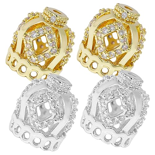 MUELODSIC 4Stücke Krone Schmuckperlen Kupfer mit Zirkonia DIY und Armbandperlen für Kreativen Schmuck Hautfreundlich und Langlebig für Handarbeiten und von MUELODSIC