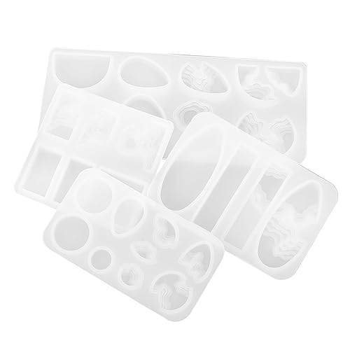 MUELODSIC 4Stücke Teiliges DIY Silikonform für Schmuckanhänger Epoxidharz Gießform für Halsketten und Ohrringe Glatte Oberfläche Anfänger und Profis von MUELODSIC